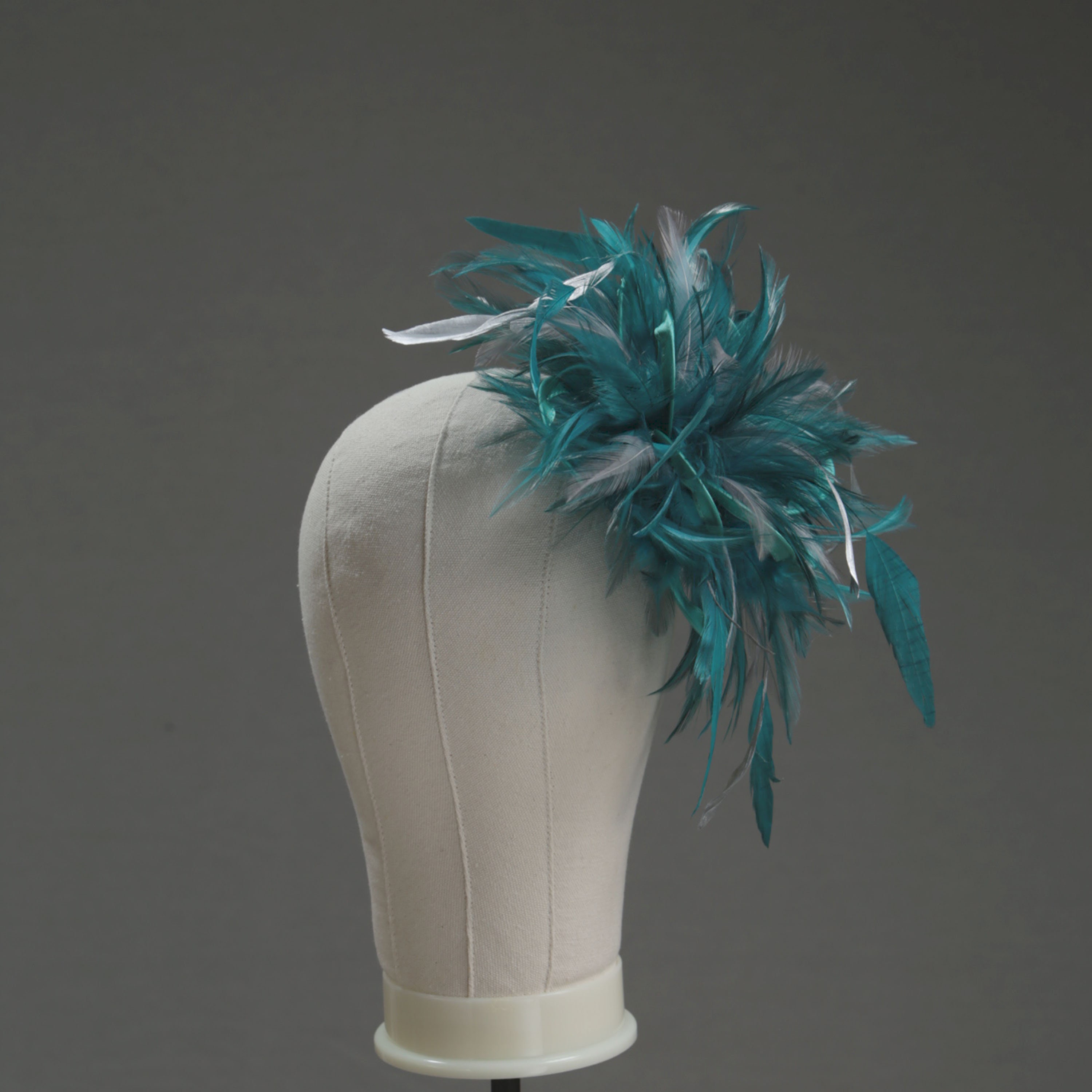 Teal Green and Silver Feather 