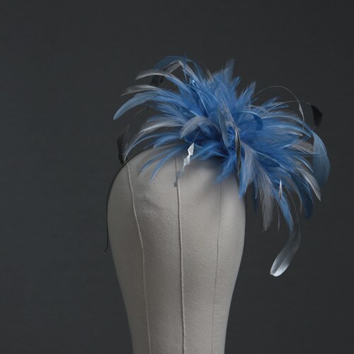 Cornflower Blue and silver Feather Fascinator Hat - wedding, ladies day - choose any colour feathers deals & satin