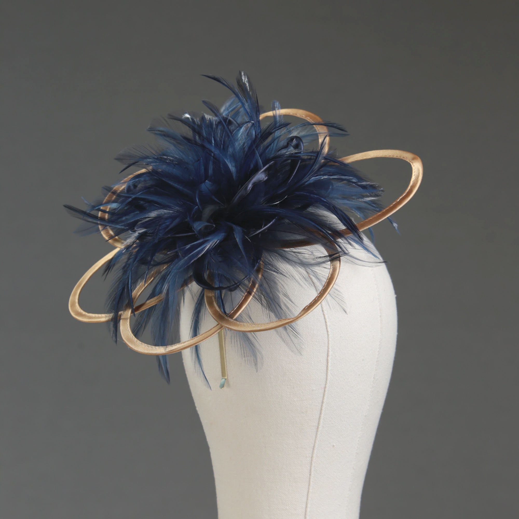 Gold and Navy Blue Satin Saucer Loops Fascinator Hatinator Hat Etsy