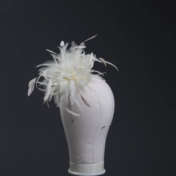 Cream Feather Fascinator Hat - Wedding, Ladies Day - Choose  display picture 2