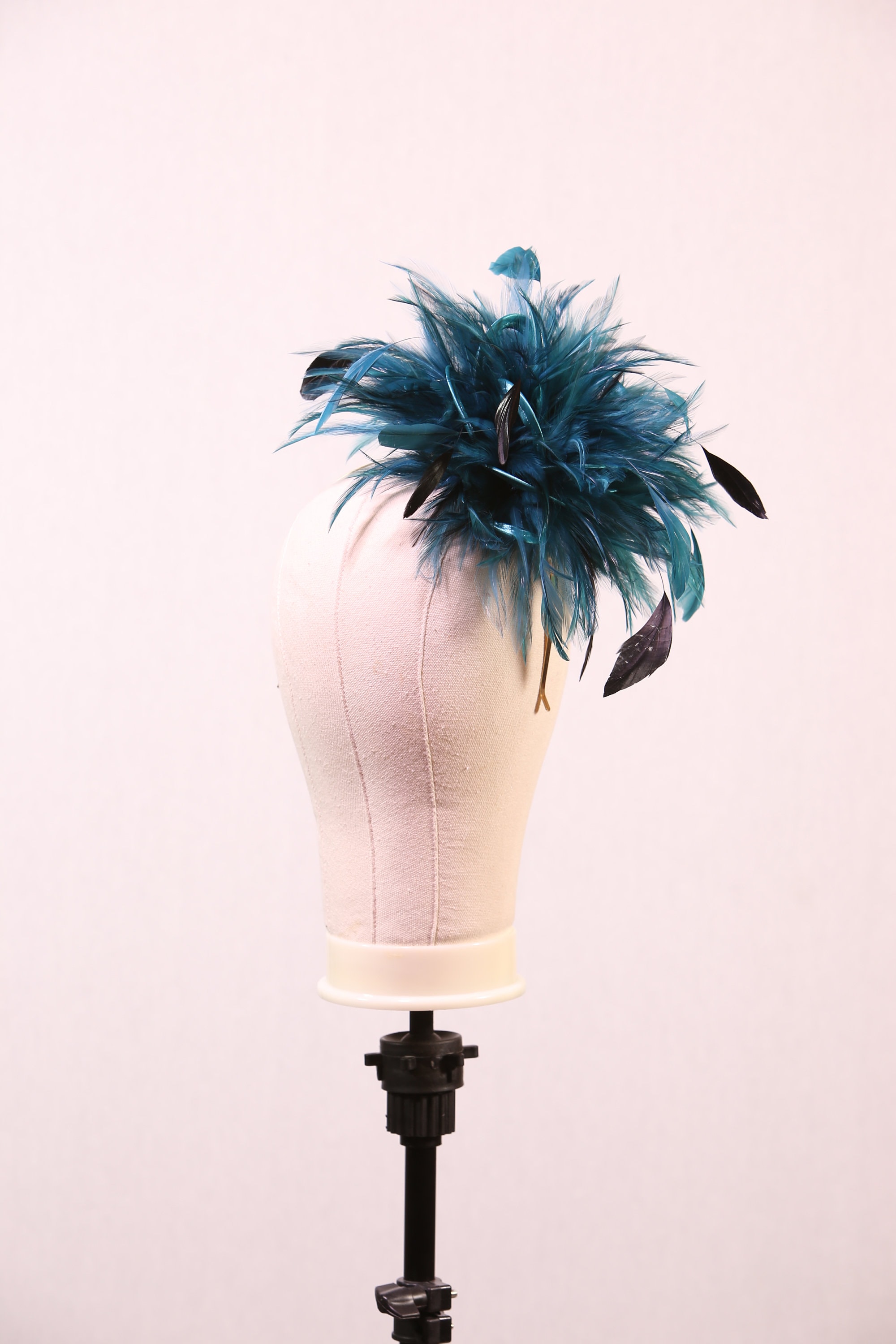 Teal Green and Black Feather Fascinator Hat - Wedding  display picture 1