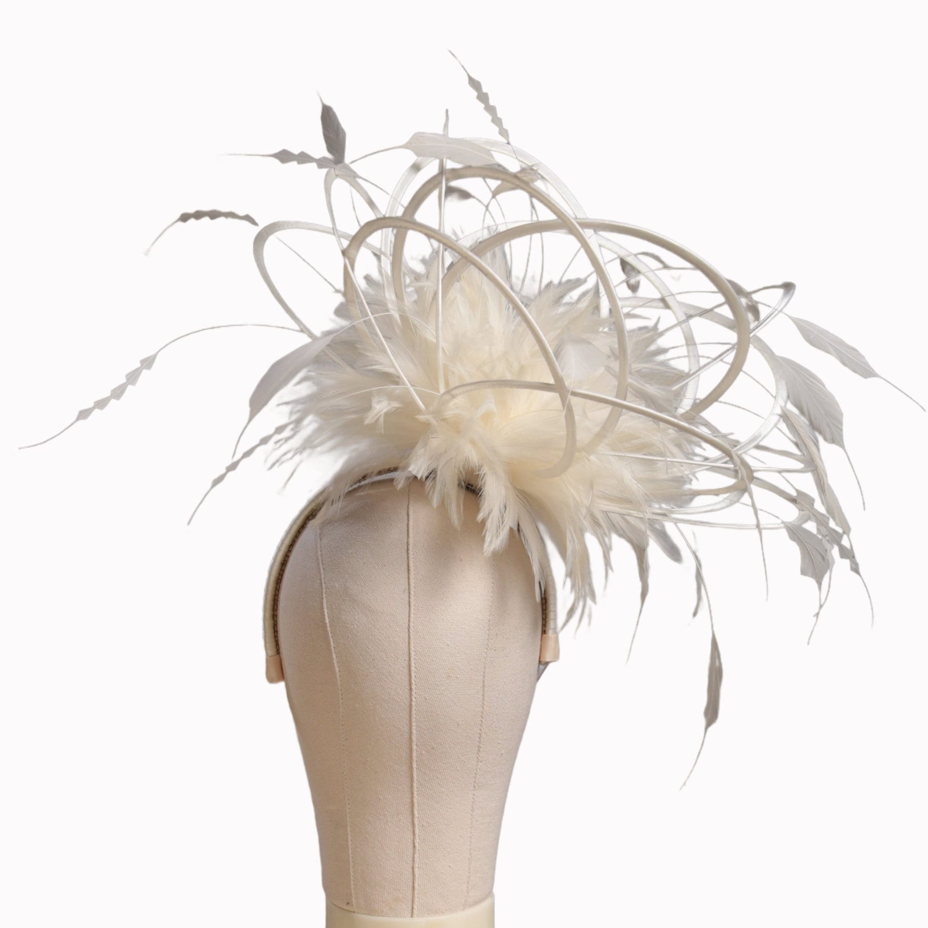 Cream Large Feather Fascinator Hat-perfect for a Mother of 