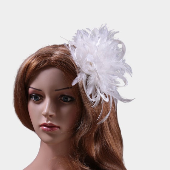 White Feather Fascinator Hat - Wedding, Ladies Day - Choose  display picture 3
