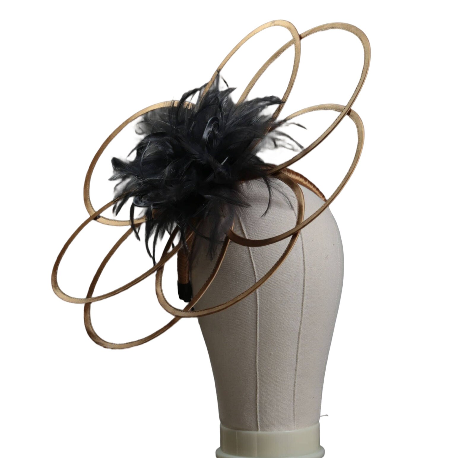 Gold and Pewter Satin Saucer Loops Fascinator Hatinator hat Perfect for the Kentucky Derby or Aintree, Ascot