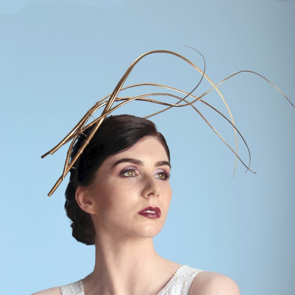 Gold curled quill floating fascinator headband headpiece - choose any colour quills and headband