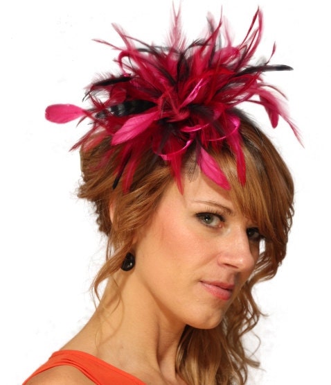 Hot Pink and Navy Blue Feather 