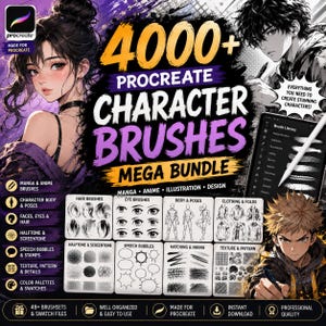 4000+ Procreate Character Brushes Bundle | Manga, Anime, Illustration (Digital Download)