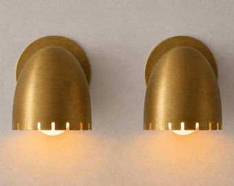 Modern Brushed Brass Dome Wall Sconce – Minimalist Warm Ambient Lighting Fixture