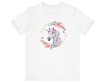 Sweet Unicorn Wreath Shirt, Fantasy, Mythic Aesthetic T-shirt, Balletcore Kidcore Alt Clothing Feminine Floral Dreamcore Gift for Her