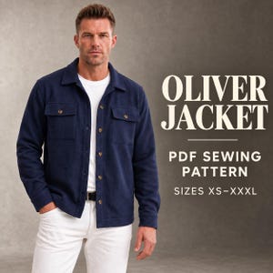 Patron de couture veste homme, Patron PDF, Manteau decontracte XS-3XL, A4 A0 Letter, Telechargement instantane