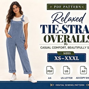 Moldes de Costura de Macacão, Macacão com Alças de Amarrar e Calça Pantalona XS-XXXL PDF