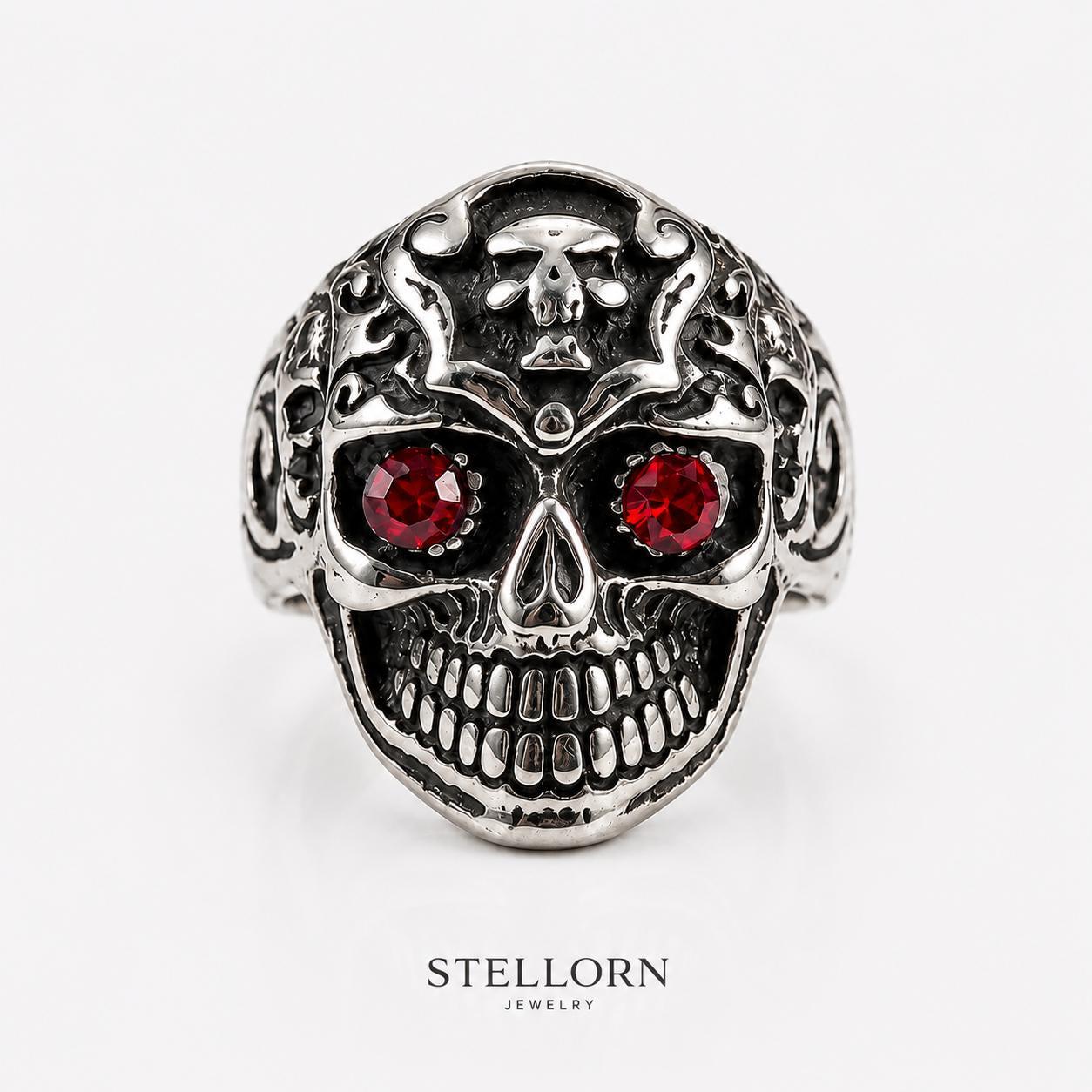 Red Eye Skull Ring - Etsy