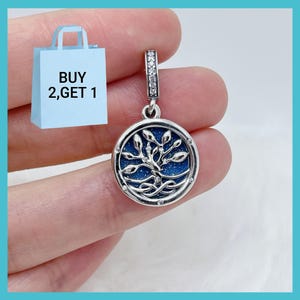 Glow-in-the-dark Infinity Tree Double Dangle Charm,Sterling silver pendant, bracelet pendant