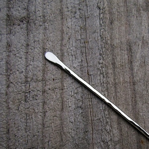 Nickel Silver Hair Stick - Minimalist Handcrafted Hammered Silver - recycled - - Hand Forged - Single Hair Stick