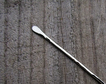 Nickel Silver Hair Stick - Minimalist - recycled - Hammered Silver - Hand Forged - Single Hair Stick