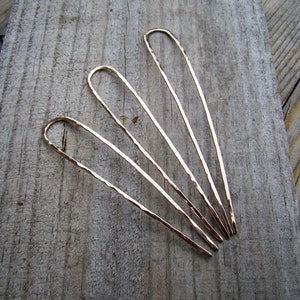 Minimalist Bronze Hair Fork Your Choice of Length Hammered French U Pin Long Hair Accessory Metal Hair Fork image 2