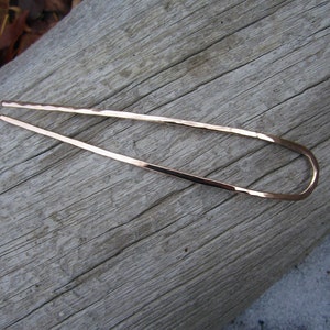 Minimalist Bronze Hair Fork Your Choice of Length Hammered French U Pin Long Hair Accessory Metal Hair Fork image 10