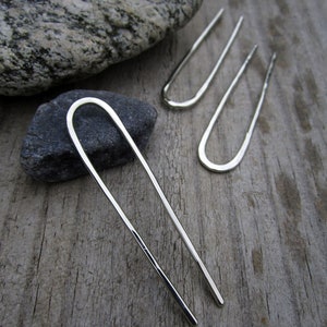 Mini Hammered Hair Fork in Nickel Silver Bun Pin Recycled Minimalist Hair Accessory Silver Hair Pin image 6