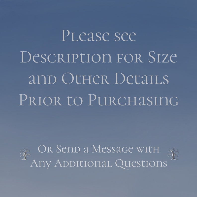 May include: Text on a blue background that reads: "Please see Description For Size AND OTHER Details PRIOR TO PURCHASING OR Send a Message with Any Additional Questions".