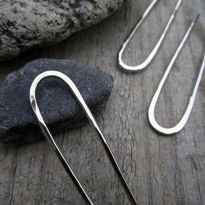 Mini Hammered Hair Fork in Nickel Silver Bun Pin Recycled Minimalist Hair Accessory Silver Hair Pin image 1