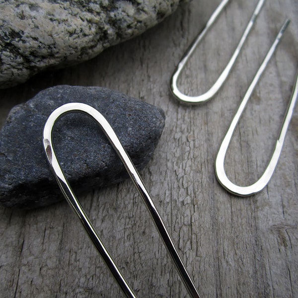 Mini Hammered Hair Fork in Nickel Silver - Bun Pin - Recycled - Minimalist Hair Accessory - Silver Hair Pin