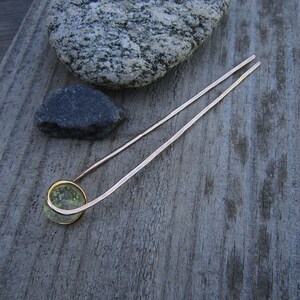 Glow In The Dark Glass Sphere Bronze Hair Fork Your choice of Length Hair Pin Long Hair Accessory Metal Hair Fork image 7