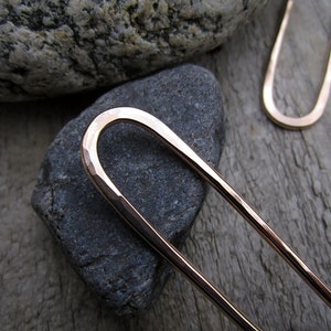 Mini Hammered Hair Fork in Bronze, Bun Pin, Recycled - Minimalist Bronze Hair Pin, Bun Pin, U Pin, French Hair Pin