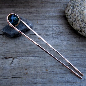 Milky Teal Hair Fork in Bronze with Glass Sphere Your choice of Length Hair Pin Haar Gabel Long Hair Accessory image 3