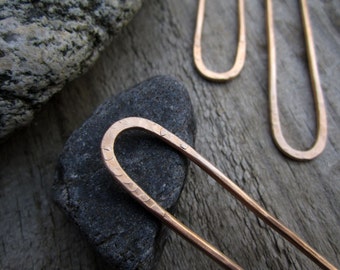 Ancient Stone Mini Bronze Hair Fork, Handcrafted Bun Pin, Textured Satin Finish Bronze Hair Pin, U Pin, French Hair Pin