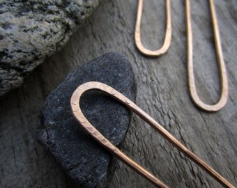 Ancient Stone Mini Bronze Hair Fork, Bun Pin, Textured Satin Finish Bronze Hair Pin, U Pin, French Hair Pin