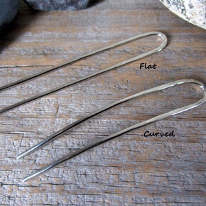 Mini Hammered Hair Fork in Nickel Silver Bun Pin Recycled Minimalist Hair Accessory Silver Hair Pin image 2