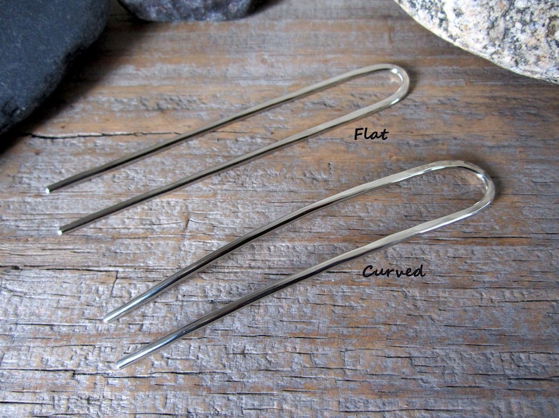 Mini Hammered Hair Fork in Nickel Silver Bun Pin Recycled Minimalist Hair Accessory Silver Hair Pin image 2