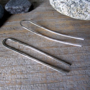 Mini Hammered Hair Fork in Nickel Silver Bun Pin Recycled Minimalist Hair Accessory Silver Hair Pin image 5