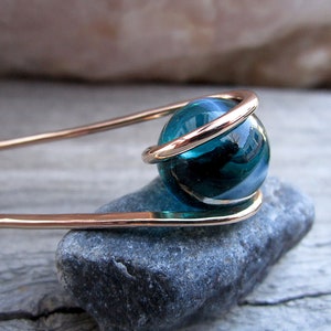 Milky Teal Hair Fork in Bronze with Glass Sphere Your choice of Length Hair Pin Haar Gabel Long Hair Accessory image 8