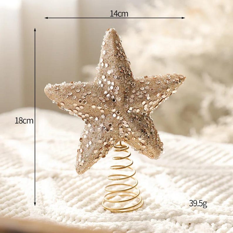 Champagne Glitter Christmas Tree Ornaments, Sequin Balls, Star and Bow ...
