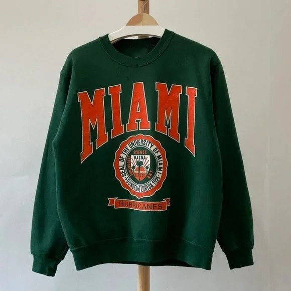 ShopCrystalRags University of Miami, One of A Kind Vintage Miami Hurricanes Sweatshirt with Crystal Star Design