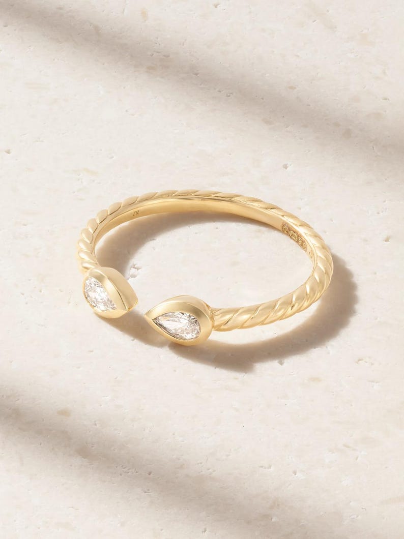 Twisted Rope Ring Setting 925 Sterling Silver Cable Twisted Pear Diamond Open Ring, Twisted Band ...