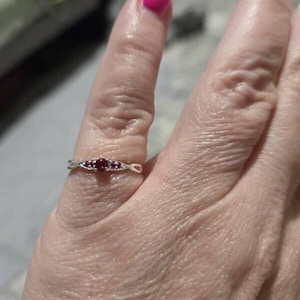 925 Sterling Silver Ruby Ring, July Birthstone Ring, Dainty Ruby Ring, Minimalist Stacking Ring, Delicate Promise Ring, Engagement Ring