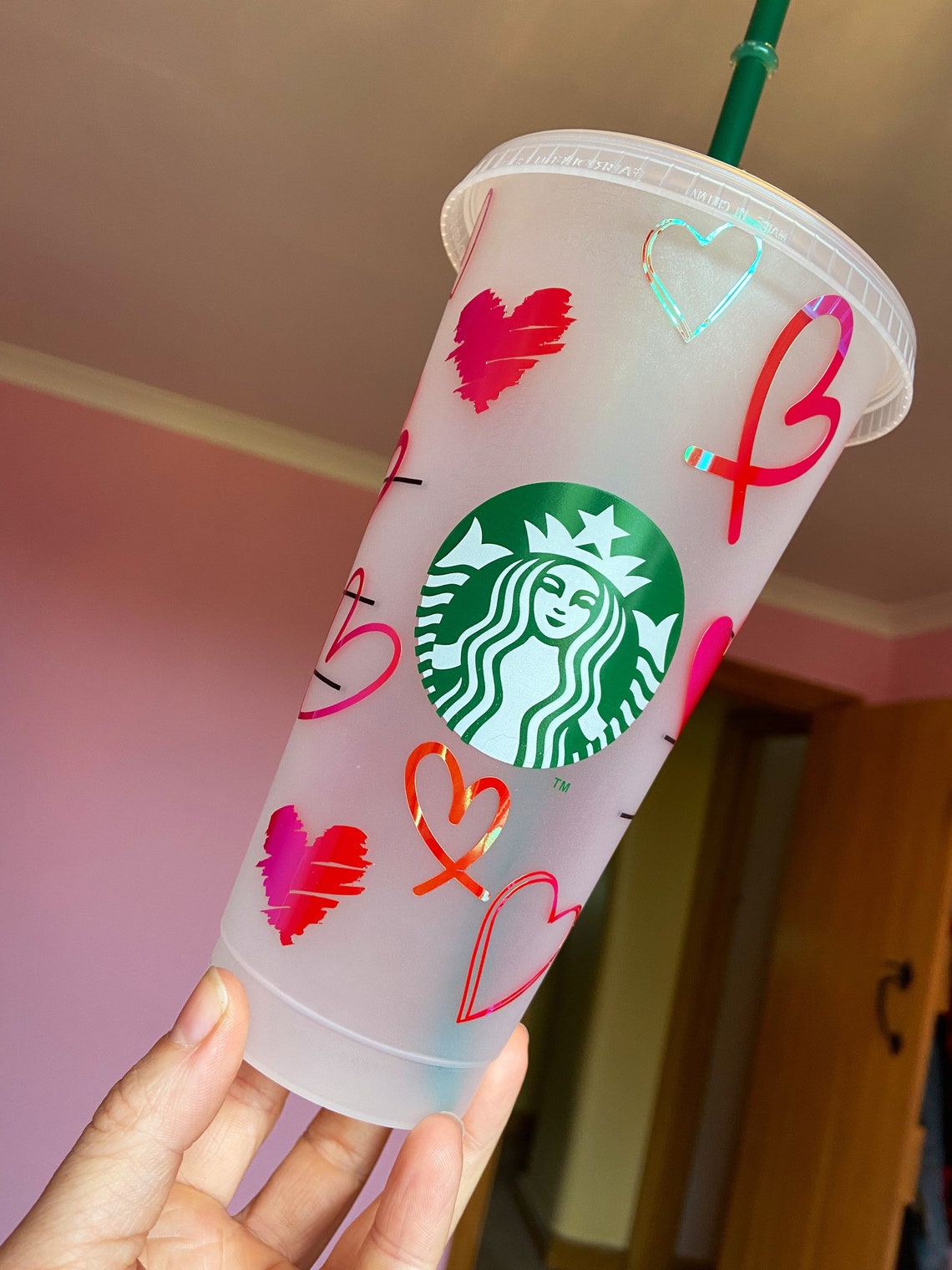 Love Heart Tumbler, Starbucks or Plain With Name Personalisation Etsy