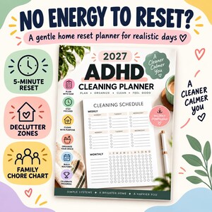 ADHD-hemåterställningsplanerare, utrensningszoner, familjesyssloschema (digital nedladdning)