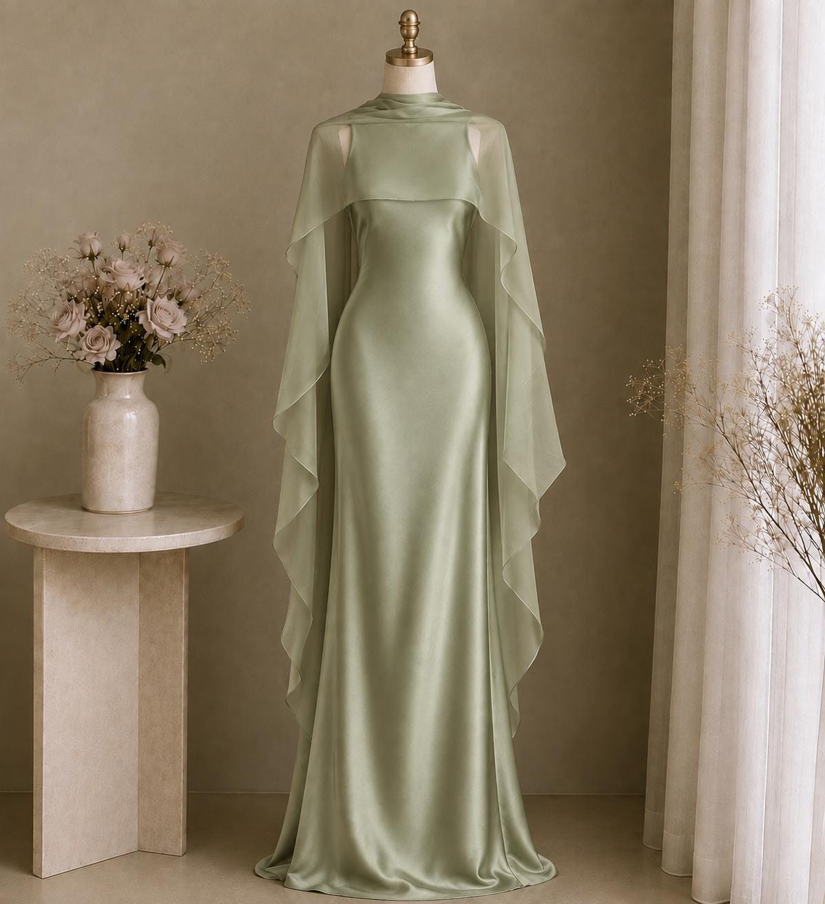 Sage Bridesmaid Dress Modest