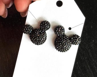 Faceted Mouse Themed Stud Earrings