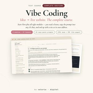 Complete Vibe Coding Course, Build a Website with AI, 25 Prompts (Digital Download)