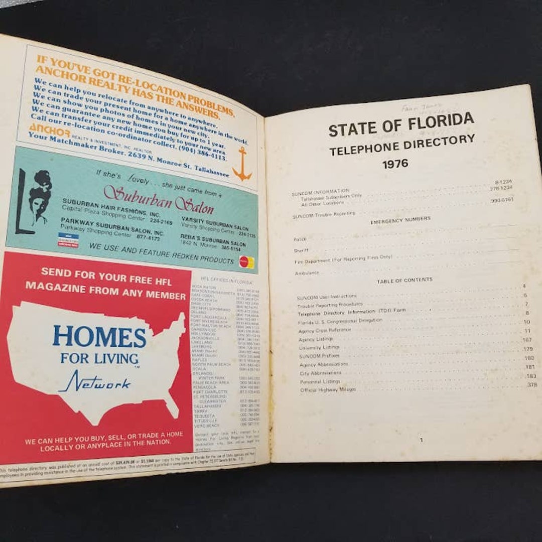 State of Florida Telephone Directory 1976 Etsy