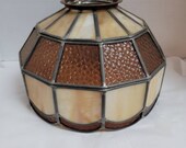 Vintage Handcrafted 4 Tier Stained slag light GLASS LAMP SHADE amber bone cream