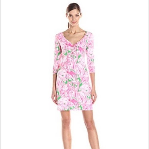 lilly pulitzer pink flamingo dress Lilly Pulitzer Halter Dress pink island flamingo print