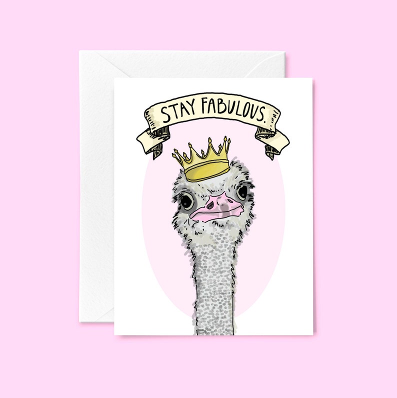 Ostrich Girl Power Friendship Greeting Card