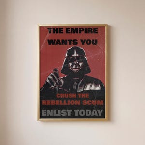 Darth Vader-affisch, Star Wars-väggkonst, propagandatryck med rekrytering från Imperiet, dekoration av Sith Lord, Star Wars-fangåva, vintage retrokonstverk