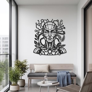 Cyborg Woman Metal Wall Art, Futuristic Female Portrait, AI Robot Decor, Cyberpunk Artwork, Technology Gifts, Modern Sci Fi Wall Decorations