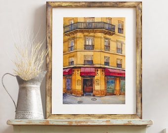 Paris Art Print — Europäische Stadt Warercolor, Neutrale Architektur Druck, Reise Dekoration (A09)